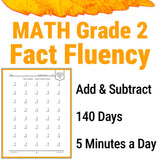 Math Grade 2 Fact Fluency product with a sample worksheet on a white background