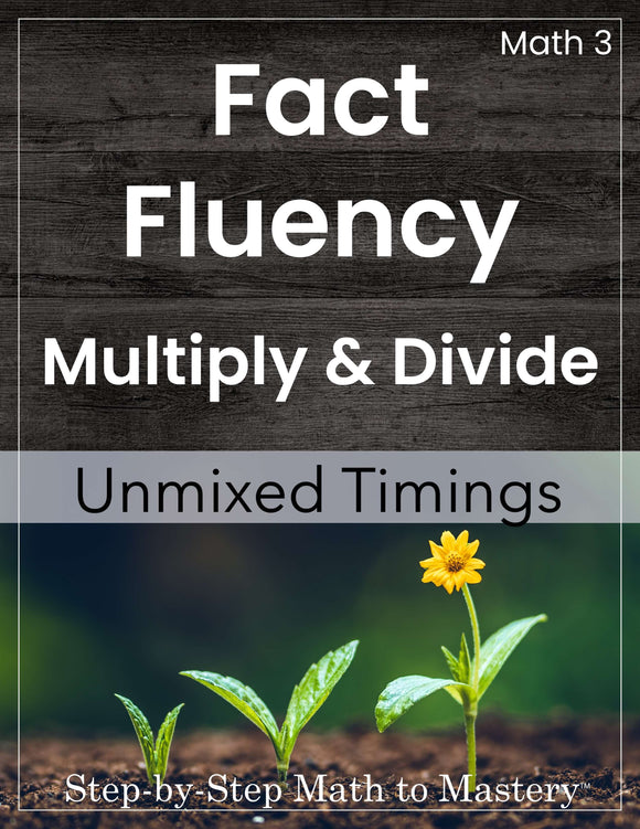 Book cover of 'Fact Fluency Multiply & Divide' with plants growing in the background