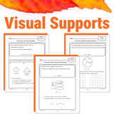 math word problem worksheets with text 'Visual Supports' 
